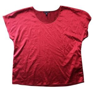 Eileen Fisher Satin Scoop Neck Burgundy Red Box Top Medium